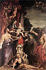 Enthroned Canvas Paintings - Madonna Enthroned with St Matthew